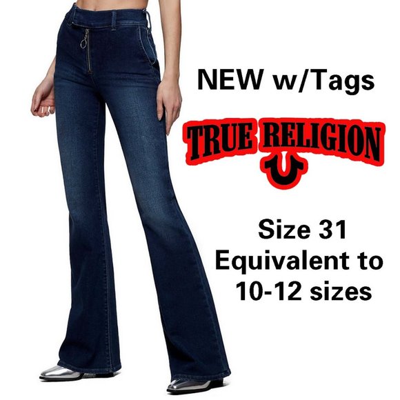 NEW True Religion High Rise Flare jeans Dark wash - Picture 1 of 8